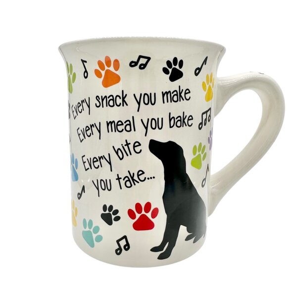 Dog-Themed Ceramic Mug With Colorful Paw Prints & Notes I’ll be Watching You - Picture 1 of 6